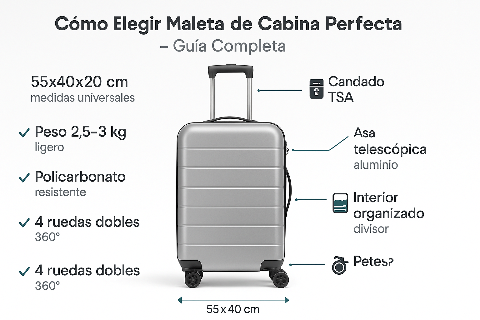 Guía completa cómo elegir maleta de cabina 2025 - Características esenciales