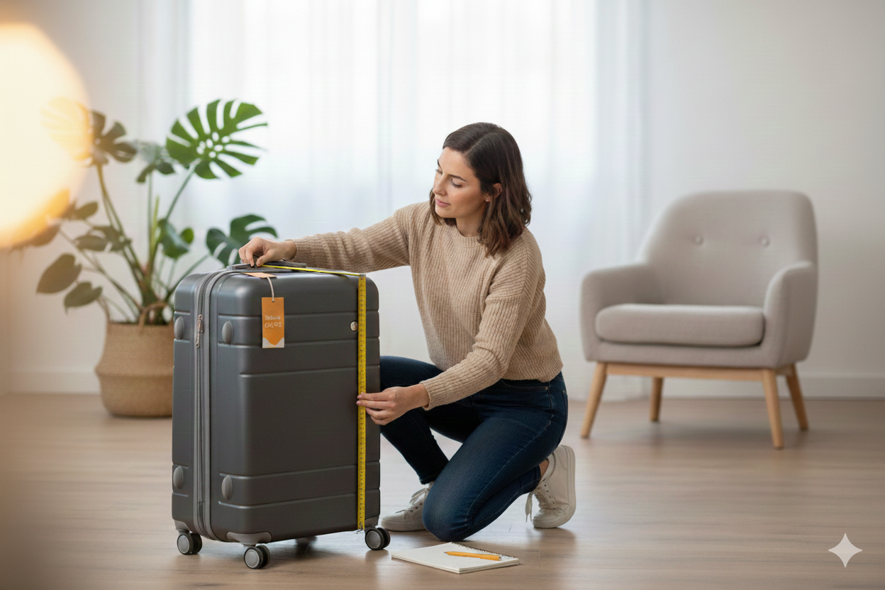 Cómo medir correctamente equipaje de mano incluyendo ruedas y asas