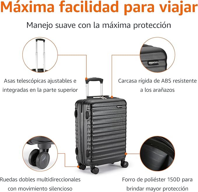 Amazon Basics Maleta rígida compartimento interior abierto