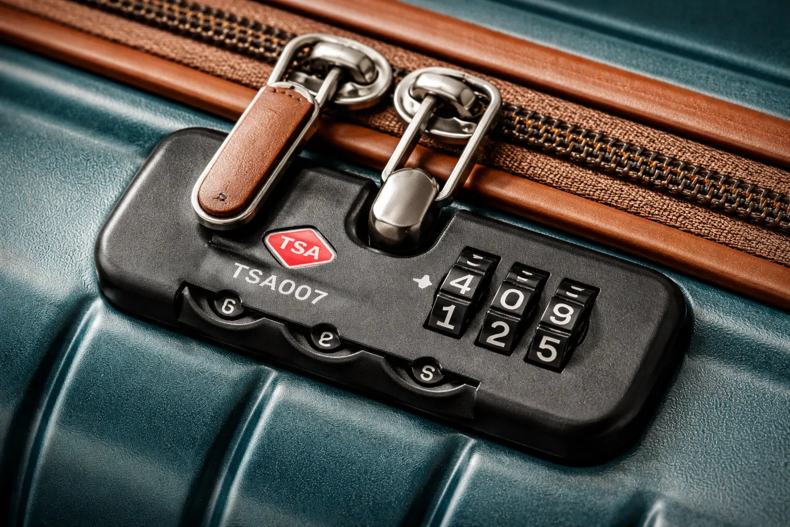 Cerradura TSA de combinación en maleta de cabina teal